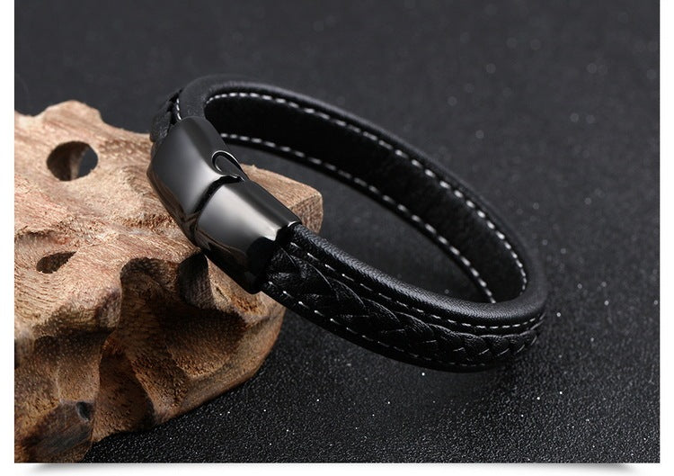 Men’s Black Titanium Steel Bracelet – Sleek & Durable Fashion Jewelry