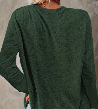 Festive Christmas Tree Print Long Sleeve Top for Women