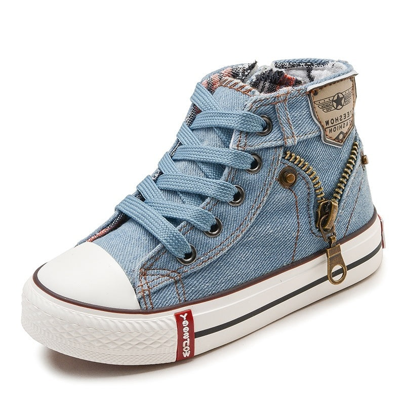 Kids’ Autumn Casual Sneakers – Breathable Denim Canvas Shoes for Boys & Girls