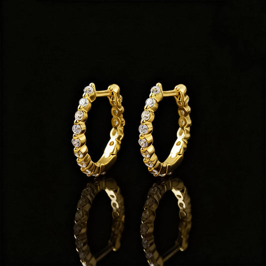 Classic Zircon Inlaid Hoop Earrings – Elegant Simple Design for Women