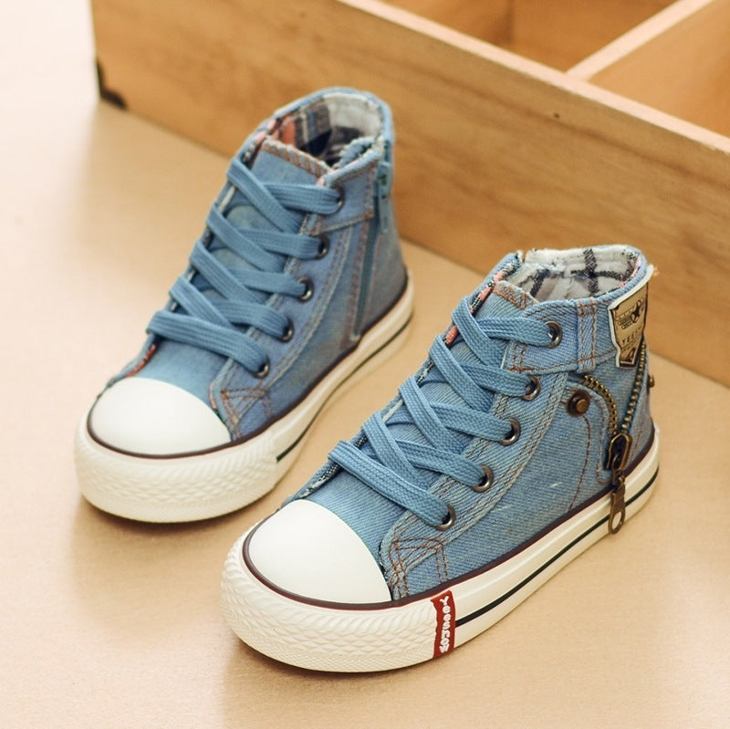 Kids’ Autumn Casual Sneakers – Breathable Denim Canvas Shoes for Boys & Girls