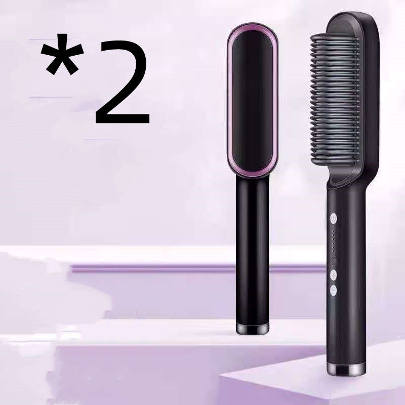 2-in-1 Electric Hair Straightener & Curling Brush