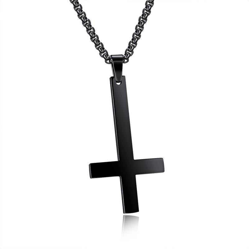 Men’s Stainless Steel Inverted Cross Necklace – Edgy & Modern Jewelry