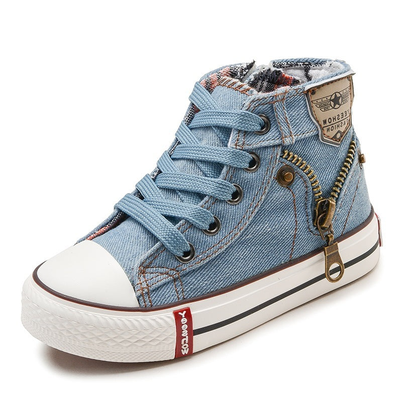 Kids’ Autumn Casual Sneakers – Breathable Denim Canvas Shoes for Boys & Girls