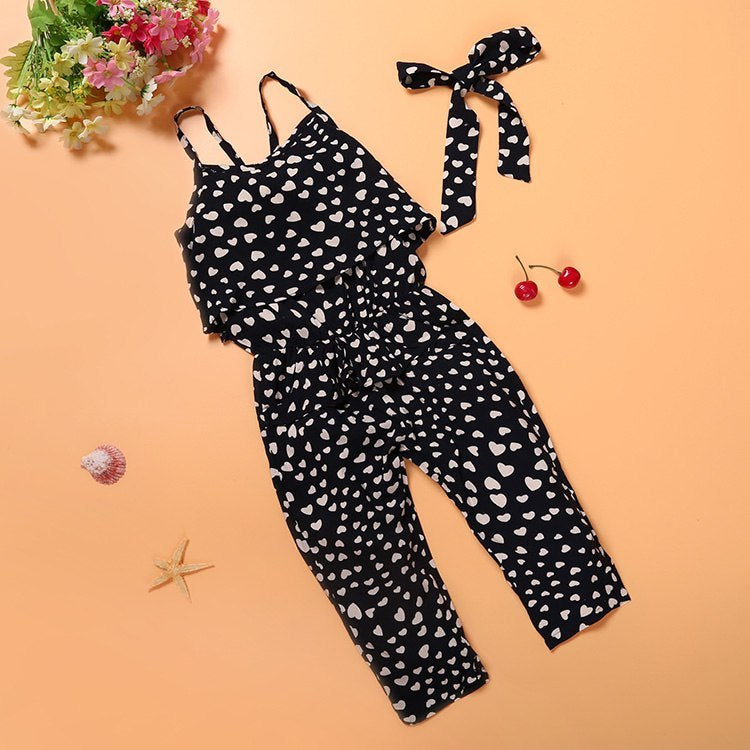 Summer Polka Dot Girls Jumpsuit Set