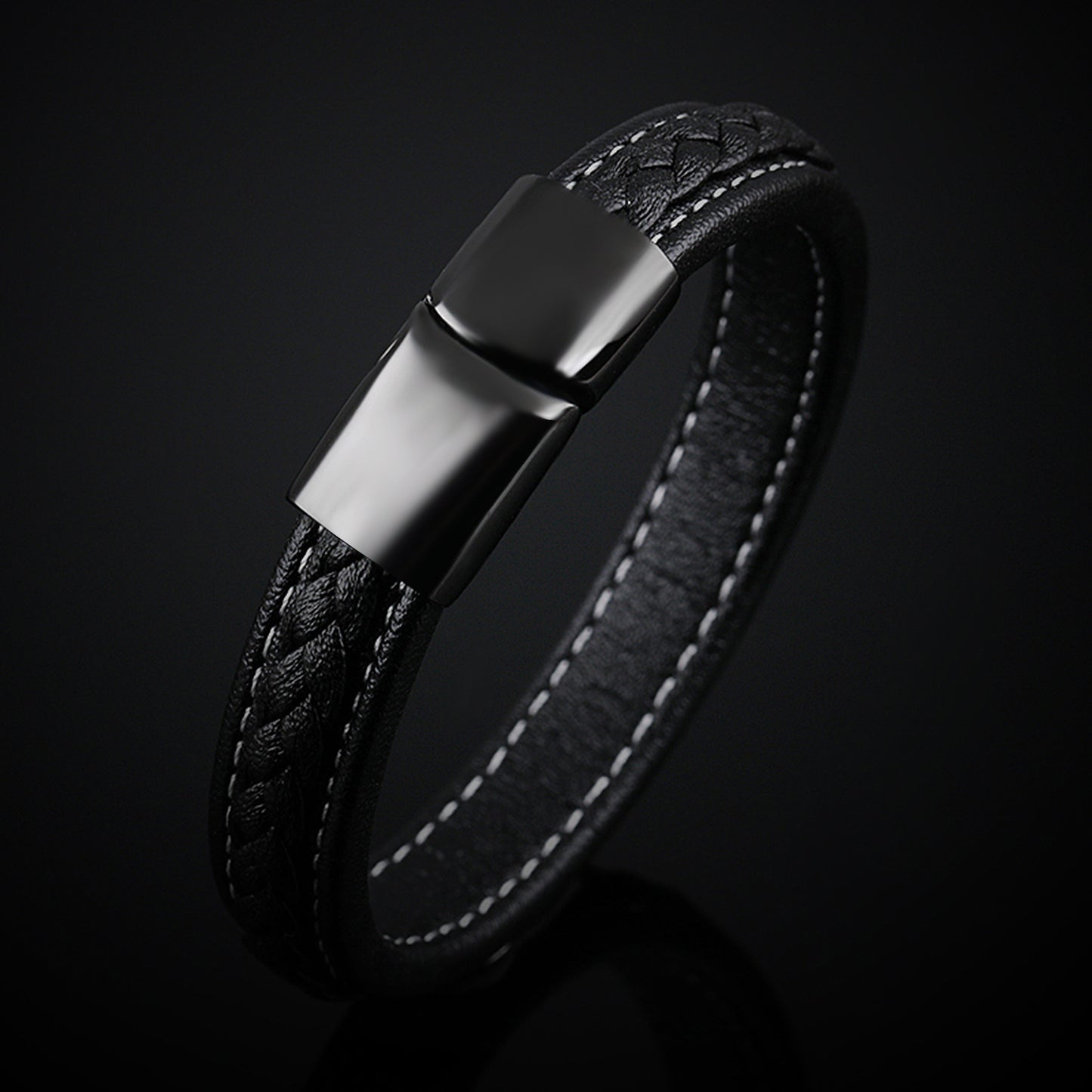 Men’s Black Titanium Steel Bracelet – Sleek & Durable Fashion Jewelry