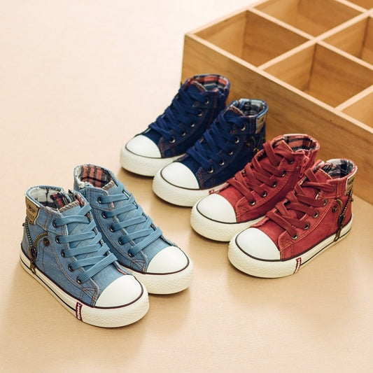 Kids’ Autumn Casual Sneakers – Breathable Denim Canvas Shoes for Boys & Girls