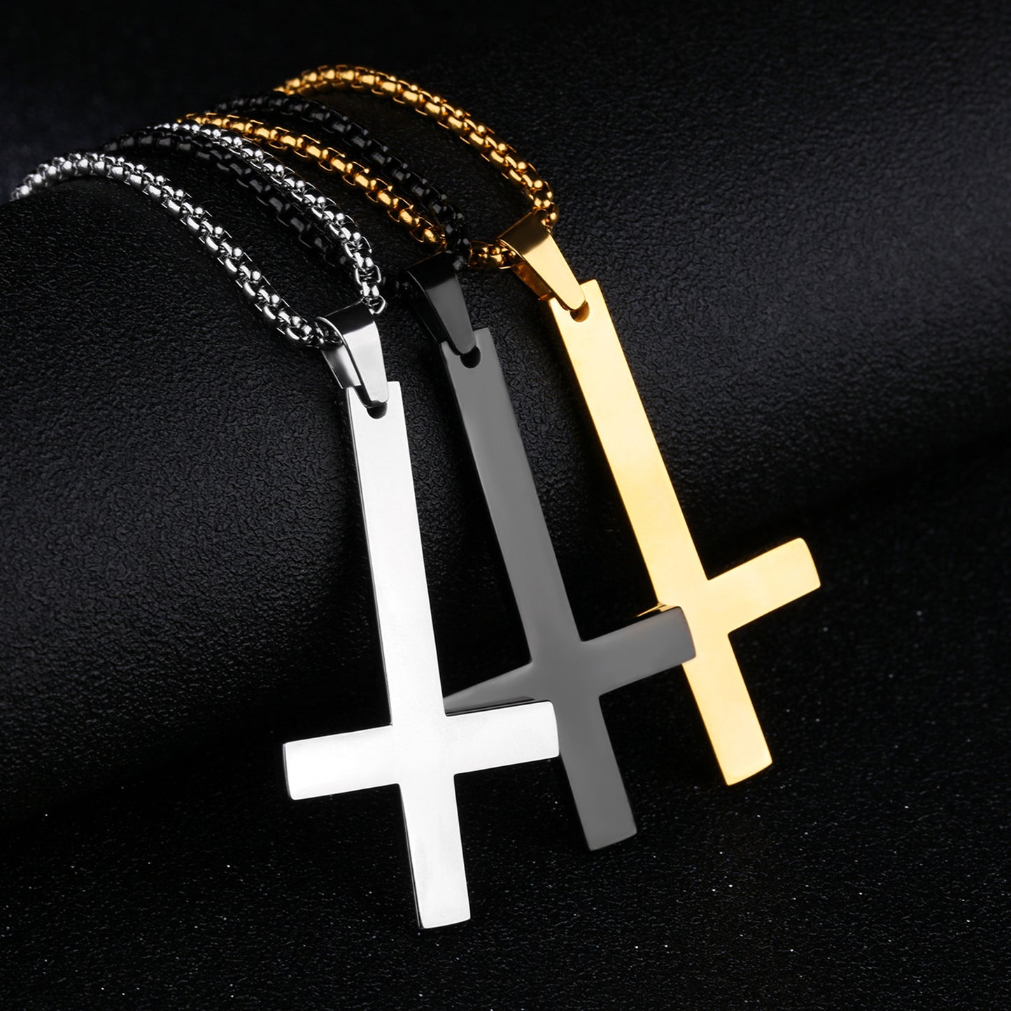 Men’s Stainless Steel Inverted Cross Necklace – Edgy & Modern Jewelry
