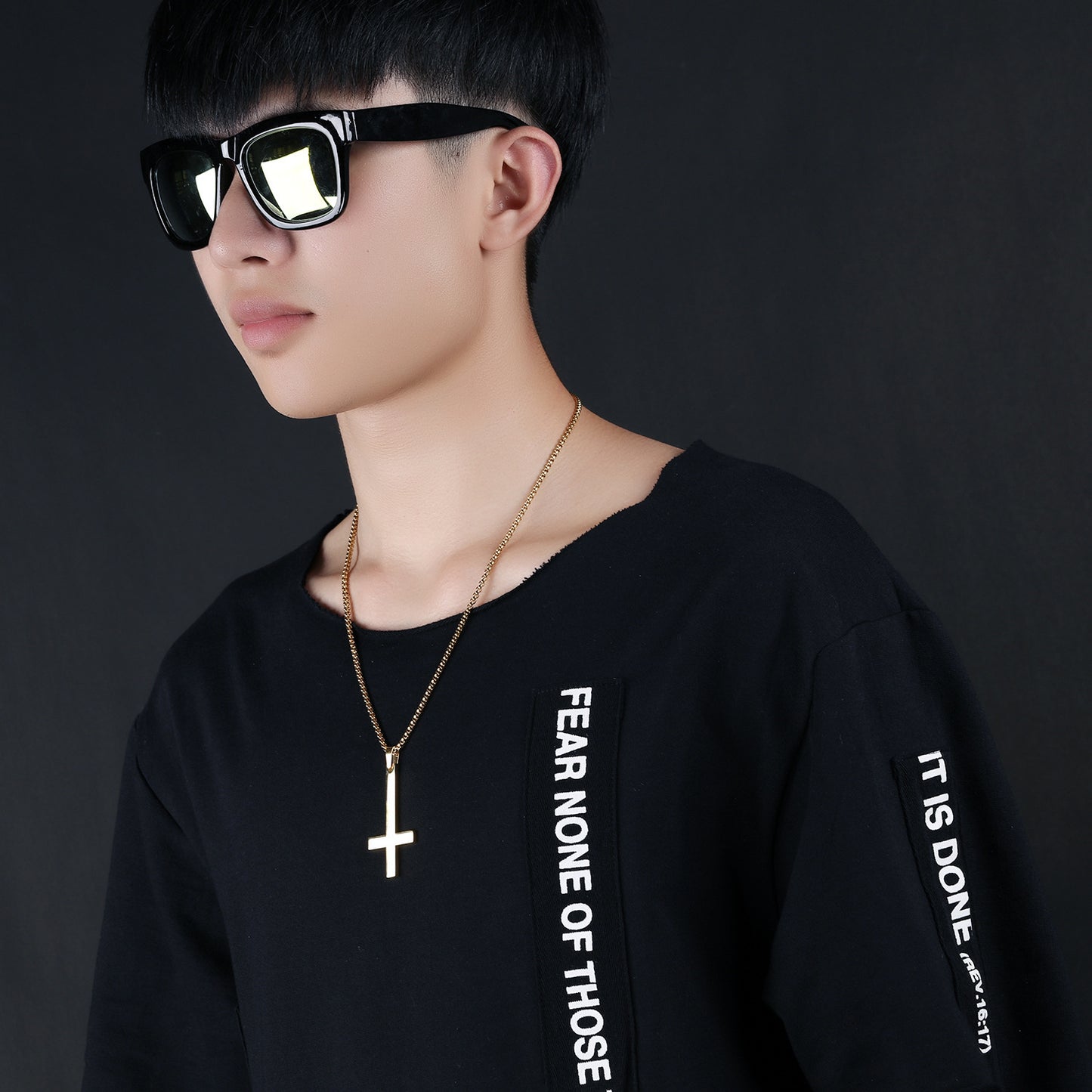 Men’s Stainless Steel Inverted Cross Necklace – Edgy & Modern Jewelry