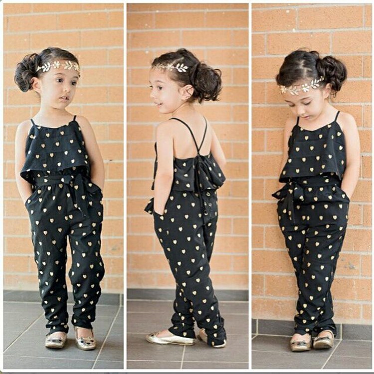 Summer Polka Dot Girls Jumpsuit Set