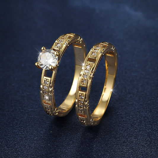 Micro Inlaid Zircon Wedding Ring Set for Women – Elegant Bridal Jewelry