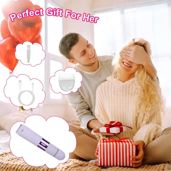 2 In 1 Bikini Trimmer For Women Dual Head Cordless Body Shaver IPX5 Waterproof Rechargeable Pubic Hair Razor Wet And Dry Use For Bikini Underarm Leg Arm Body Face