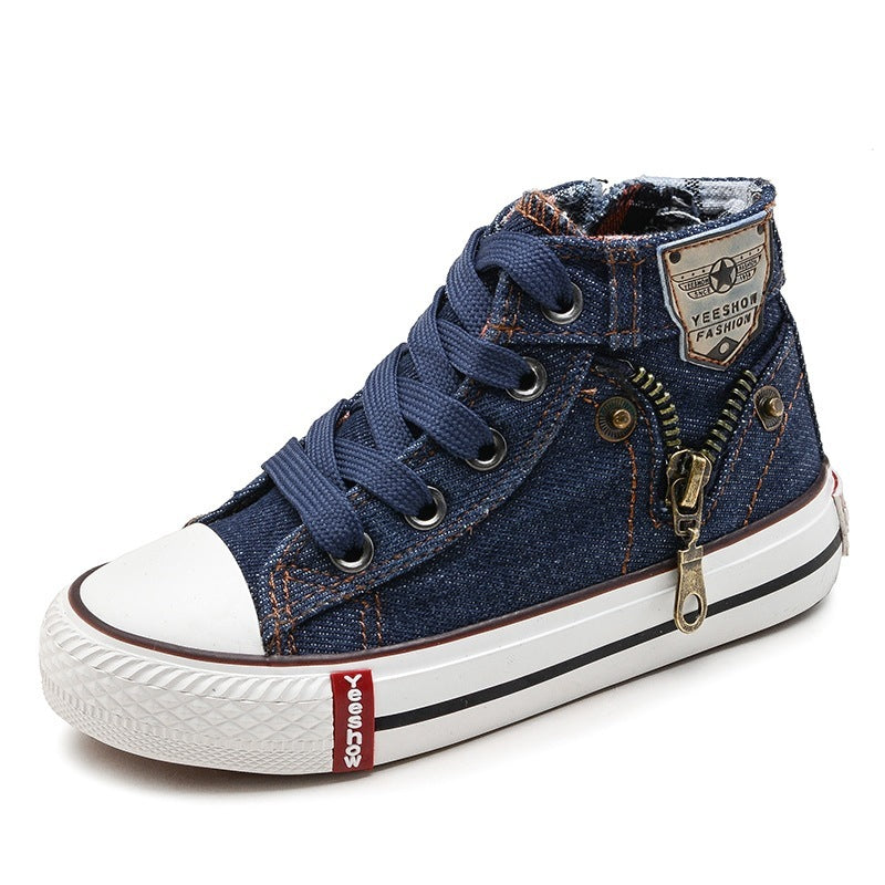 Kids’ Autumn Casual Sneakers – Breathable Denim Canvas Shoes for Boys & Girls