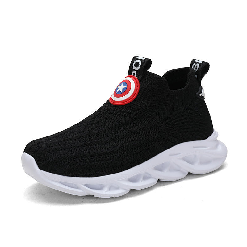 Boys’ Knitted Shoes – Small White Comfortable Kids Sneakers