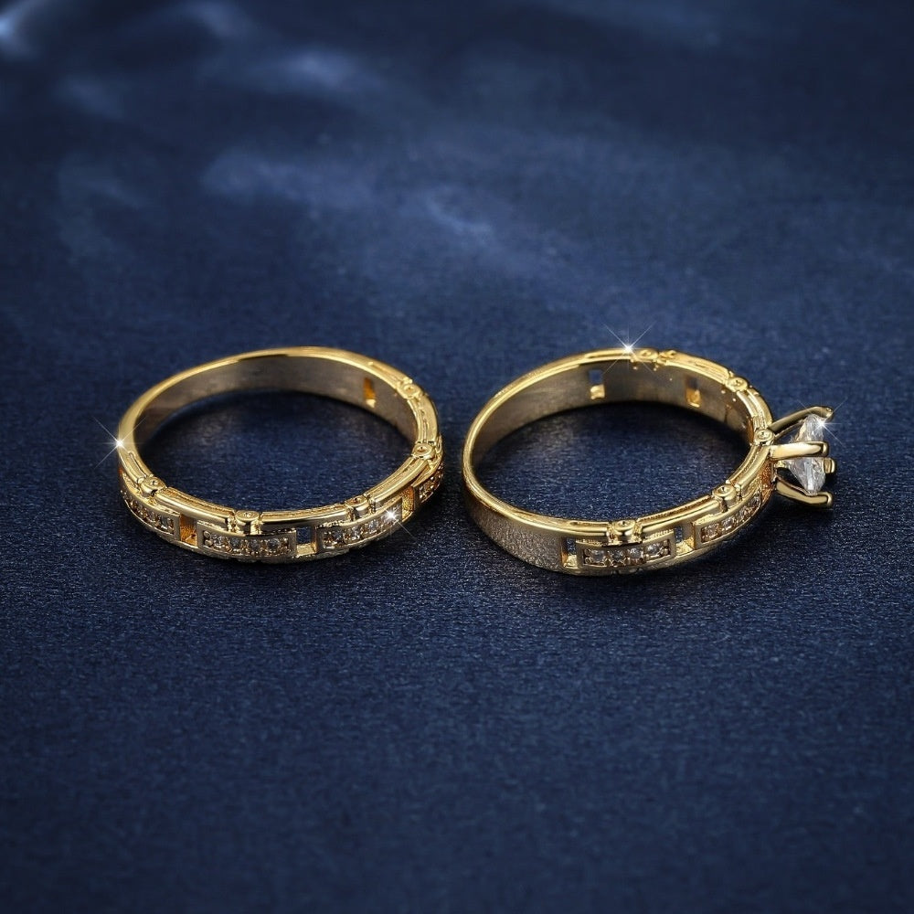 Micro Inlaid Zircon Wedding Ring Set for Women – Elegant Bridal Jewelry