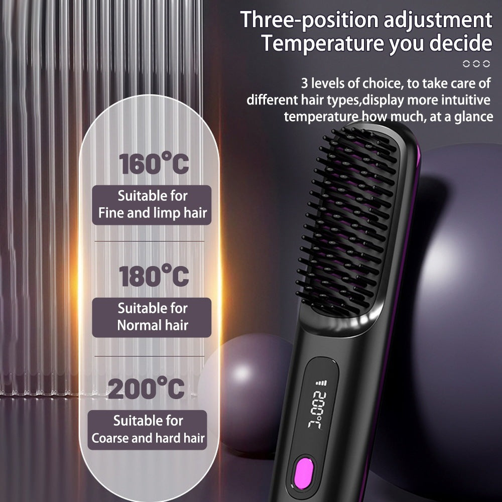 2-In-1 Straight Hair Comb | Wireless Hair Straightener Brush
