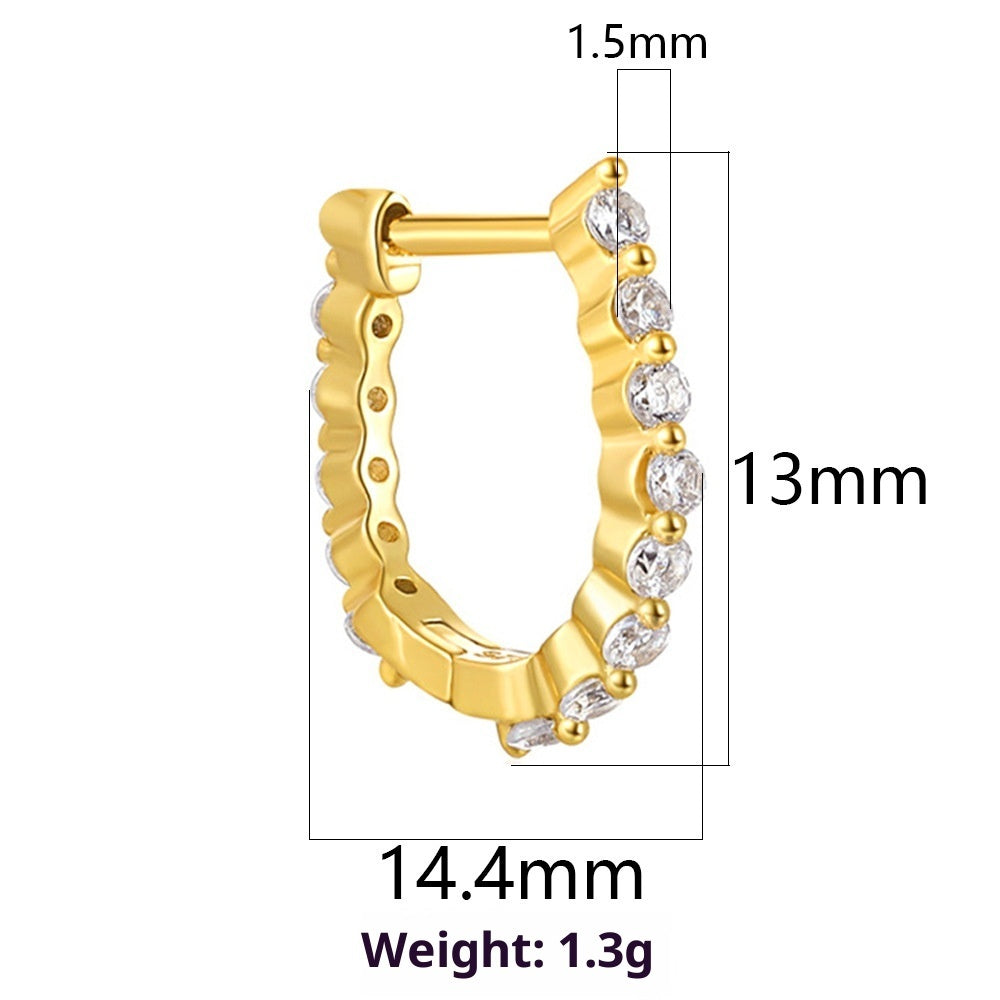 Classic Zircon Inlaid Hoop Earrings – Elegant Simple Design for Women