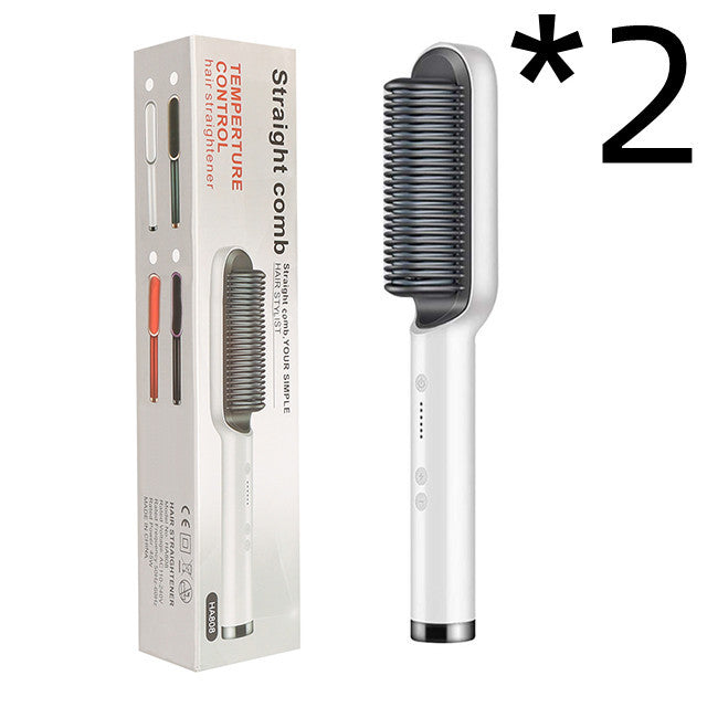 2-in-1 Electric Hair Straightener & Curling Brush